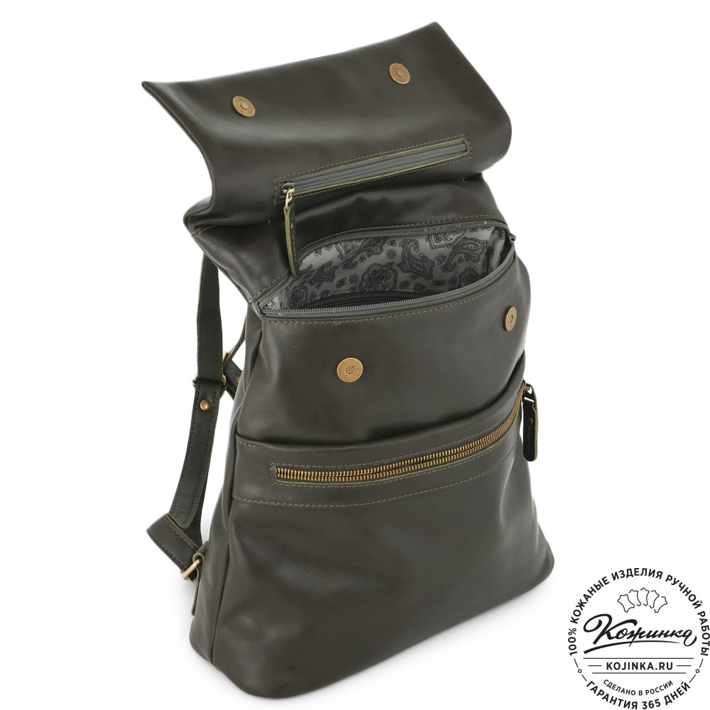  Женский кожаный рюкзак "Артемида" (хаки гладкая кожа)